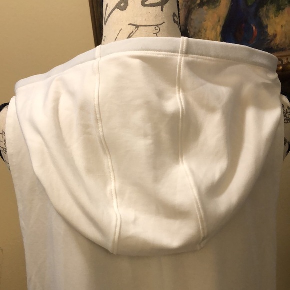 Hurley loose diagonal cut sleeveless w turqoiuse wide lace pull ties hoodie - Picture 6 of 15